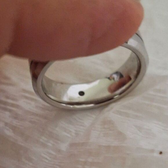 A Triton Men's Ring Tungsten Carbide Steel Wedding Band Silver Tone Size 10 - Picture 7 of 9